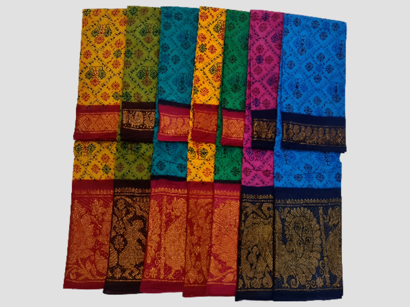Traditional Printed Saree With Intricate Zari Work And Ethnic Motifs