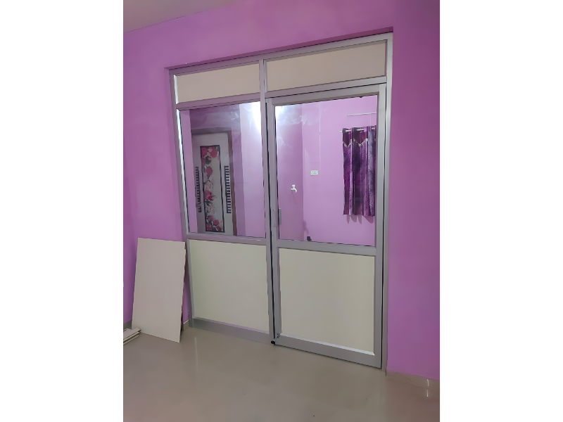 Aluminium Frame Sliding Glass Partition With Frosted Panel Inserts