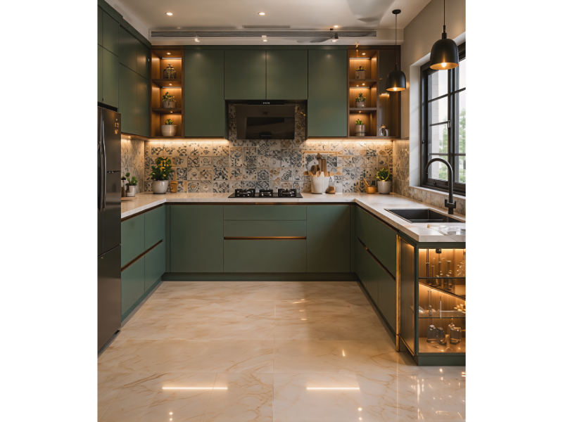 Matte Green Kitchen Designs