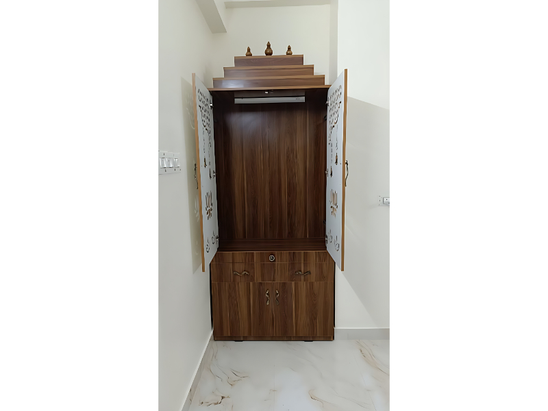 Minimal Wooden Wardrobe Cabinet With Dual Door Storage For Bedroom