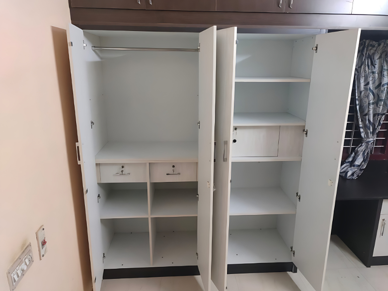 Multi Storage Wardrobe Unit With Shelves Drawers And Hanging Section For Bedroom