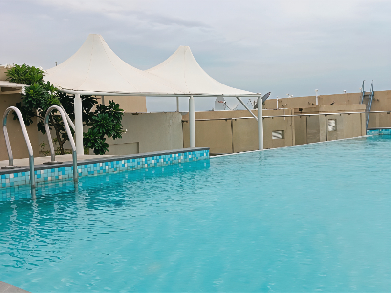 Tensile Membrane Shade System For Outdoor Protection And Aesthetic Design
