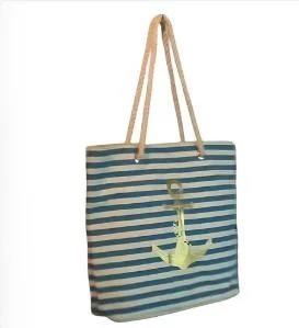 Blue Striped Ladies Hand Bag