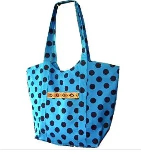 Sky Blue Dotted Ladies Hand Bag