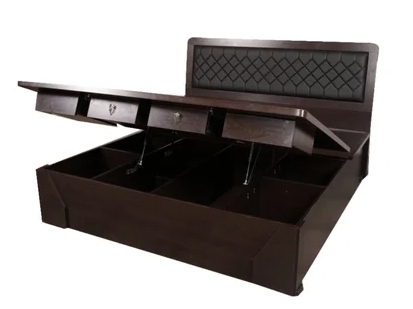 Cushion Hydraulic Wooden Double Bed