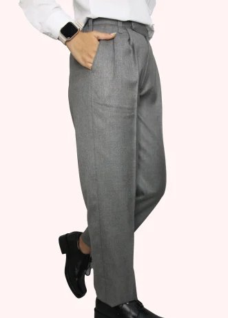 Light grey worsted boys school elastic pants